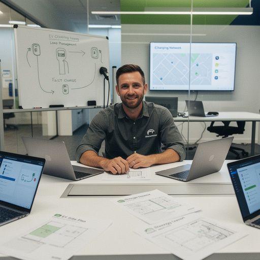 Informative Beschilderung für Elektroauto-Ladestationen entlang der Autobahn